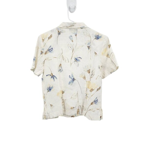 Cynthia Max Women's 100% Linen Floral Button Front Shirt Cottagecore - S - Picture 4 of 9